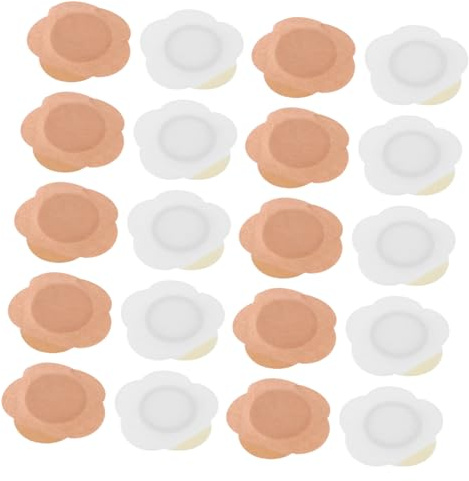 FONDOTIN Rizinusölpflaster 20 Stück 7x7cm Selbstklebend Wärmend Für Taille Und Rücken Leichtes Öl Pflaster Hautfarben Weiß Für Alltag Yoga Reisen
