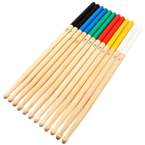 HONITANO Professionelle Drumsticks und Komfortablem Griff mit Rutschfester Oberfläche 6 Paar aus Ahornholz für Anfänger und Täglichen Übungsgebrauch