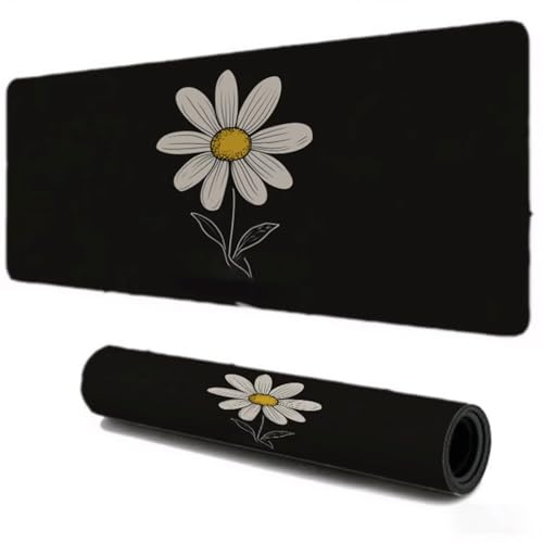 Alfombrilla Ratón Gaming Grande XXL 1200x600, Mejora la Velocidad y la Precisión, Blanco Flores Mouse Pad Antideslizante, Alfombrillas Raton de Oficina y Casa, Accesorio Gaming para Ratón Teclado S-2