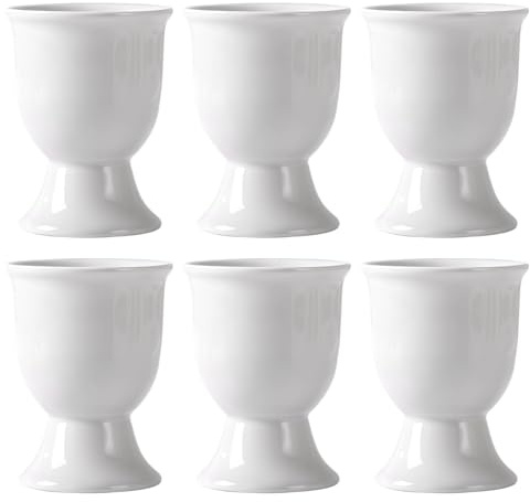 Huevera decorativa de Pascua, 6 hueveras de cerámica, soportes elegantes para huevos blancos, multiusos para huevos o vasos de bebida pequeños, y de larga duración, suave y seguro para lavavajillas