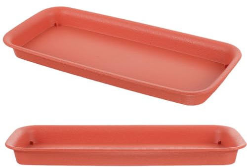 SEWOART Lot De 2 Soucoupes pour Plantes Rectangulaires 40 Cm en Plastique Brique, Plateau Pot De Fleurs Étanche pour Jardin Intérieur Et Patio, Bac à Eau Anti-Fuite pour Pots De Fleurs