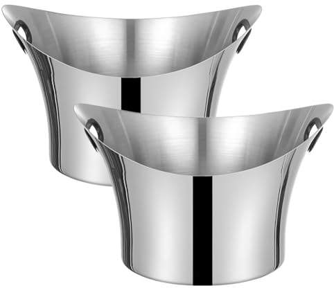 Lot de 2 seaux à glace en acier inoxydable – Glacière décorative anti-fuite, idéal pour les fêtes, événements, réunions de famille et utilisation quotidienne (couleur originale style 2)