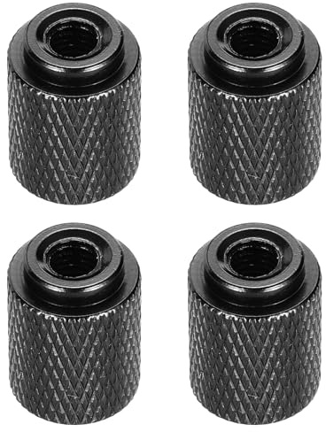 QUARKZMAN Rändelmuttern M5x12mmx16mm Aluminiumlegierung Schwarz 4 Stück | Lange Rändelmutter Metall Griffmutter Gewindeadapter Schwarz für Elektronik Geräte Industrie Maschine Baugruppe Gerätebau