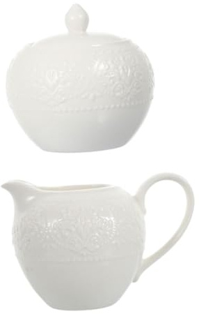 BIUDECO 2 piezas Jarra Cerámica y Azucarero con Diseño Creativo para Servir Leche y Azúcar para Hogar Cafeterías y Restaurantes Fácil de Limpiar y Decoración Elegante para Mesa