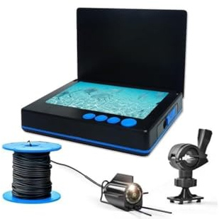 NiuLumea 5 Zoll IPS Display Fischfinder Unterwasserkamera mit 220° Ansicht, 6 LEDs Nachtangeln, 30m Kabel, 8000mAh Akku, IP68 Wasserdicht Eis Fluss und Boot Angeln
