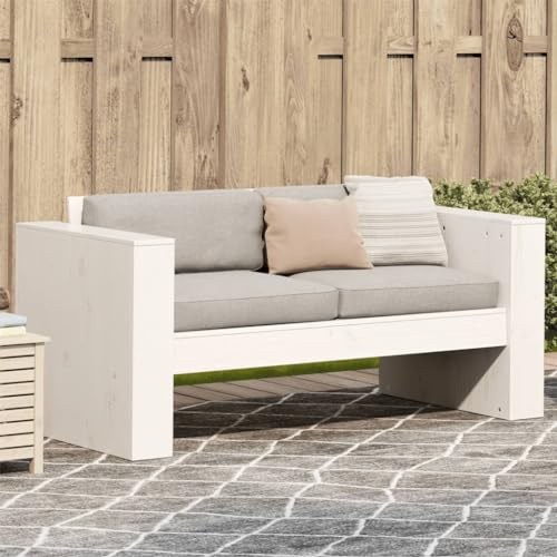 Ordellia Gartensofa 2-Sitzer Weiß, 134x60x62 cm Kiefer Massivholz, Robustes Outdoor Möbel für Terrasse, Balkon & Garten, ideal für Patio Furniture Set