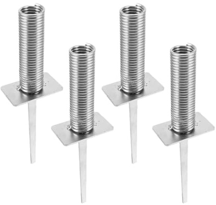 SEWACC 4 Pcs Soccer Corner Flagpole Base, Spring Mounted Ground Spikes for Football Flag, Sturdy Iron Ground Stakes for Training Fields, 10 Inch Spring Pole Holder