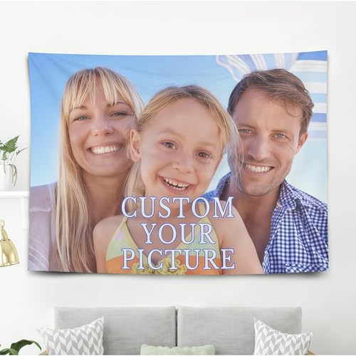 LIUPECUST Tapiz Personalizado,Tapices de Pared Fondo Personalizado con Foto Texto Nombre,Manta de Pared Personalizada Para Decoración de Interiores y Para Bodas y Cumpleaños