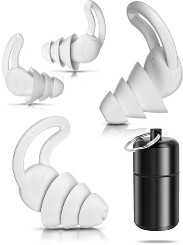 Bouchons Doreilles Anti Bruit, Réutilisable et Lavable,Bouchon d'Oreille pour Dormir, Natation,Concert,moto,Douce Silicone Bouchon Oreille offrir une Meilleure Protection Auditive-paires Gris 2 paires