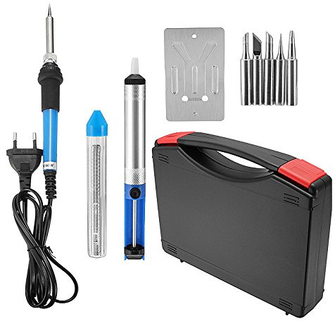 MASUNN 220V 60W Eléctrica Ajustable Temperatura Soldadura Soldar Hierro Herramienta con Puntas