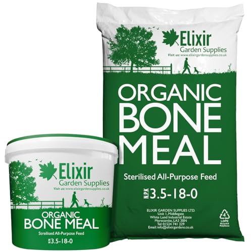 Elixir Gardens Bone Meal Organic Sterilised Garden Fertiliser & All-Purpose Plant Feed | Bags & Tubs Available from 1kg-25kg | 15kg Bag