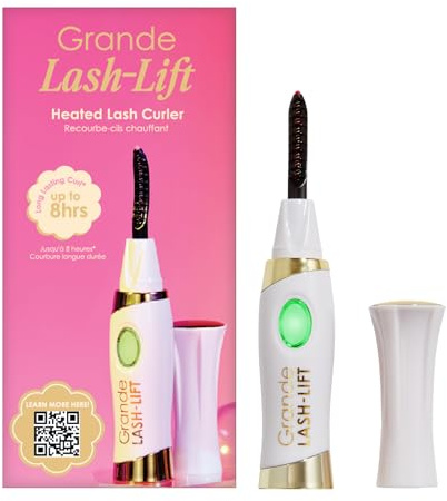 Grande Cosmetics LASH-LIFT Heated Lash Curler - Rechargeable, Travel-Friendly, with 2 Heat Settings - White