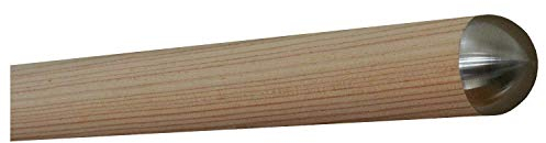 TIBU Lärche unbehandelt Holz Handlauf Geländer 30-500cm mit Edelstahl Enden Wandhandlauf Wand Treppe, Länge: 1100 mm / 110 cm / 1,1 m und Enden: halbrunde Edelstahlkappe