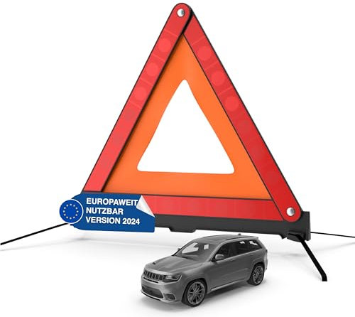 TK Gruppe Timo Klingler KFZ Warndreieck ECE R27 Notfalldreieck 2026 rot, Dreieck Autozubehör Pannendreieck Auto Triangle - für Unfall & Pannen