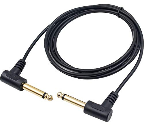 Duttek 1.5M/5FT 6.35mm 1/4 90 Degree Right Angled Male to Male Jack Guitar Instrument TS Mono Cable for Electric Guitar, Bass, Amp, Keyboard, Mixing Desks