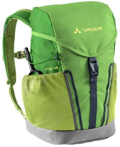 VAUDE Kinderrucksack Mädchen Puck - komfortabler Wanderrucksack Kinder 10L, Wetterfester Schulrucksack mit Regenhülle & Lupe, viel Stauraum, apple,Einheitsgröße