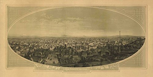 Feeling at home KUNSTDRUCK auf LEINWAND im SCHATTENFUGENRAHMEN 1888 Map Las Angeles Harbick N. - Reisen horizontal Leinwandbilder im Holzrahmen cm_58_X_116