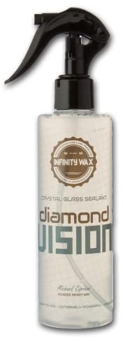 Infinity Wax - Sellador de vidrio Diamond Vision, 250 ml, detalles del coche, brillo del parabrisas cero, potente, fácil de usar