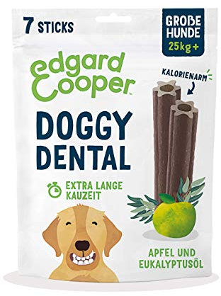 Edgard & Cooper Dental Sticks für Erwachsene Naturkost-Preise für Hunde, ohne Getreide, Eukalyptus und Schmackhafte Äpfel, Mundhygiene-Riegel, Große Hunde (1er Pack)