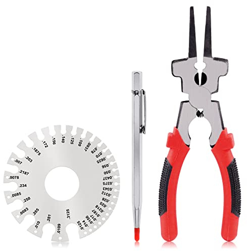 Mardatt 8 6 Function MIG Welding Pliers, Dual-Sided Gage Standard Metal Gauge Measurement and Tungsten Carbide Scriber for Metal Sheet (3 Pack)