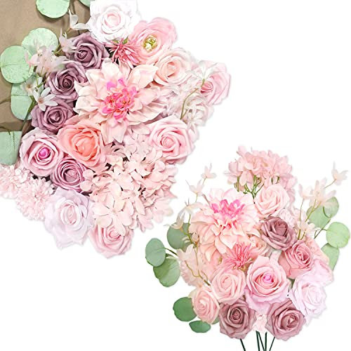 OrgMemory Fiori Artificiali, Rosa Antico, Rose Finte Schiuma, per Decorazioni, Fiori Finti per Matrimonio (Dusty Rose Belle)