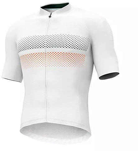 Masvan Kurzarm-Radtrikot Für Herren, Atmungsaktives, Dehnbares Rennrad-Radtrikot, Rennradbekleidung Für Sommer-Outdoor-Sportarten,Weiß,M