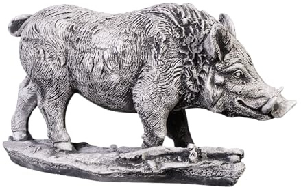 gartendekoparadies.de Kleine Wildschwein - Statue Keiler, Steinfigur, H. 20 cm, 6 kg, Grau, frostsicher aus Steinguss für Außenbereich