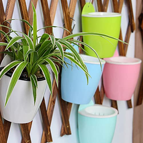 macetas exterior, Macetas colgantes, macetas para plantas suculentas, macetas colgantes para plantas de autorriego, macetas de pared, macetas de plástico con 5 ganchos para interiores y exteriores