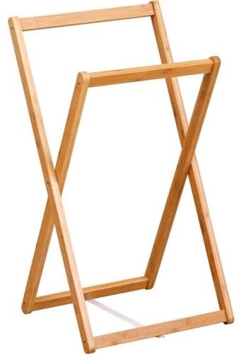 Tendance - Porte Serviettes Pliable Bambou 2 Barres - Bambou - Salle de Bain - Petit Mobilier