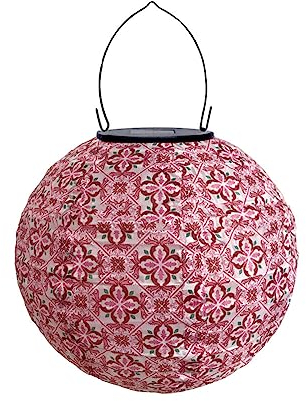 Surakey Lampions Solar Außen 10 Zoll Solar LED Laterne Wasserdicht Nylon Hängende Gartenlaterne Grüner Blätter Blumen Muster Solar Beleuchtung für Garten, Hof, Terrasse, Hochzeit, Fest Deko