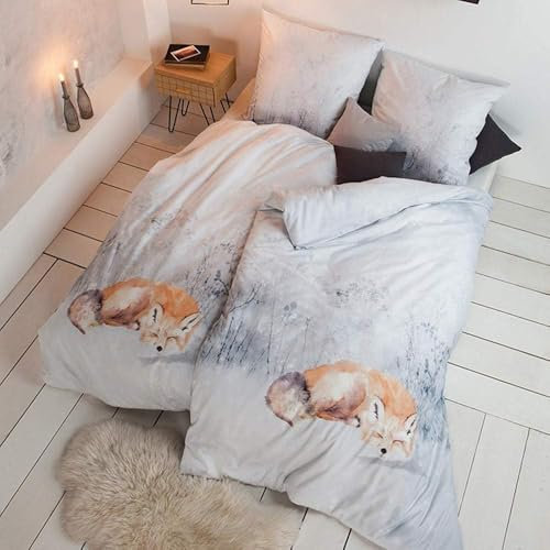 ESTELLA Kuschel Flanell Bettwäsche Set Flausch Bettgarnitur | 100% Baumwolle | 135x200 cm + 80x80 cm | Design 01