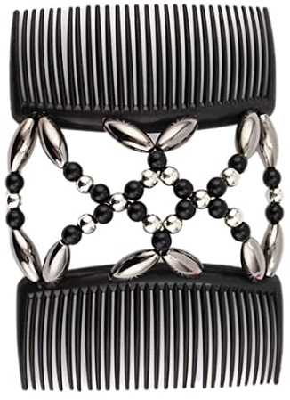 Perlenhaarclip, doppelte dehnbare Haarkamm, elastische Perlen Haarkämme für Frauen Mädchen Haarzubehör