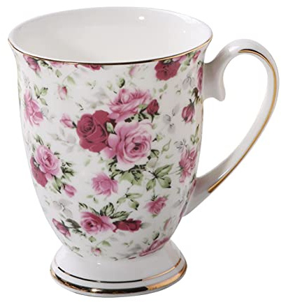 Rurunklee Tasses à café, 300 ML, Tasses Florales, Porcelaine Anglaise, Tasse à thé, Tasses à café, Tasses à thé