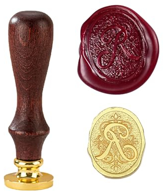 TBXqian Initial R Wachs-Siegel-Stempel, Vintage Letter Seal Wachs-Siegel-Stempel mit abnehmbarem Messingkopf und Holzgriff für Party Einladungen/Geschenkpapier/Umschläge/Weihnachten Thanksgiving