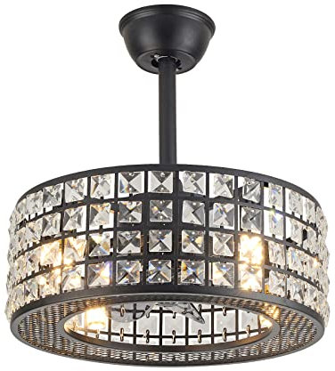 Ventilatore da soffitto piccolo con luci Ventilatore da soffitto a gabbia a basso profilo da 18 pollici a 4 luci con luci Telecomando Moderno per interni ed esterni Ventilatore da soffitto a soffitto