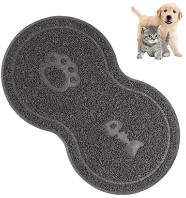 1 Stück Katzenfuttermatte, Tierfuttermatte, ideale Futtermatte, Teppichnapf, Katzenfuttertablettmatte, graue Katzenfutternapfmatte, geeignet für Hunde und Katzen, 45 × 26 cm