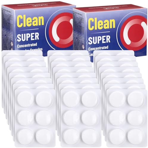 Dansib Lot de 144 tablettes de détergent à lessive pour laver le linge en vrac, alternatives aux capsules et liquides, fournitures de lavage de voyage pour la maison et le camping