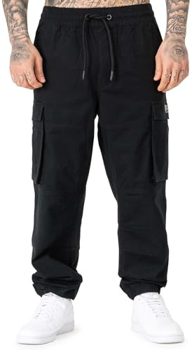 Lonsdale Cargobyxor för män, normal passform, Mickley, svart/grå, XL