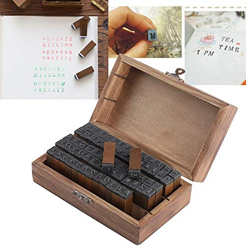 KUIDAMOS Vintage Alphabet Holzstempel Set stempel zahlen 70 St¨¹ck Buchstaben Alphabet Briefmarken mit Aufbewahrungs Box, Kunst, Handwerk stempel zahlen Sellos