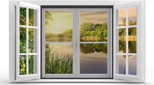 Fliegengitter für Fenster 75x140cm Schwarz MüCkennetz Dachfenster hält die Frischluftzirkulation für Wohnzimmer Garage Balkontür Terrassentür Wohnwagen