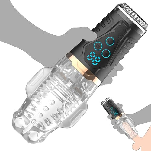 Jinqian Hochfrequenz Elektrischer Masturbator Cup Sex Spielzeug für die Männer Solo,Masturbieren für Männer Taschenmuschi mit 9 Vibrations 9 Saugmodi Blowjob Eichel Stimulation Penisvibrator Sex Toy