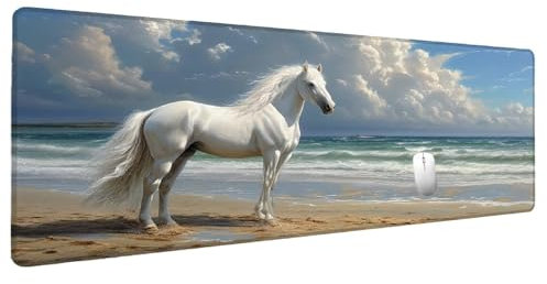 Alfombrilla Ratón XXL 1200x600mm Paisaje Alfombrilla Gaming Caballo, Mouse Pad Tapete Escritorio Protector Bordes Cosidos Base Goma Antideslizante Alfombrilla Raton Mouse Pad Gaming Regalos Hombre I-2