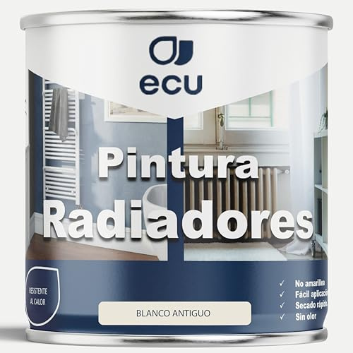 PINTURAS ECU - Pintura para Radiadores - Esmalte Radiadores al Agua - BLANCO ANTIGUO - Decora y protege toda clase de radiadores por agua y tuberías de calefacción (BLANCO ANTIGUO, 375ML)