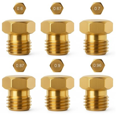 NJCXOLA 12 inyectores universales de gas para quemador de gas propano GLP | tamaños (pequeño 0,50 – mediano 0,65 – mediano 0,7 – grande 0,87 – grande 0,90 – horno 0,96) – rosca M6 x 0,75