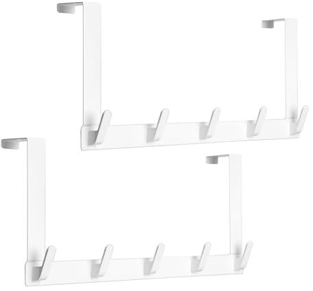 Over Door Hooks, 2 Pack Door Hanger Hook Heavy Duty Over The Door Towel Rack Coat Hooks for Hanging Towels Clothes Hat Bags Robes
