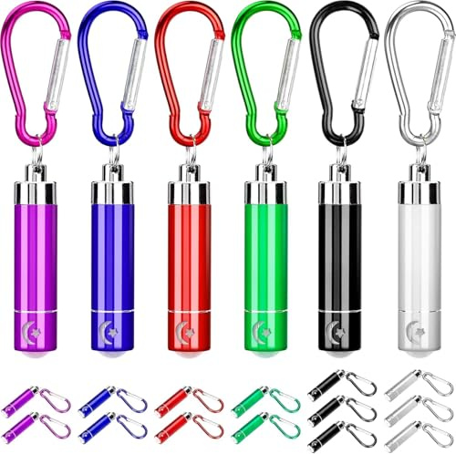 ECHOBUY Mini Lampe De Poche 14-Pièce Lampe Torche Enfant Petite Lampe De Poche Led avec Porte-Clés pour Cadeau Enfant Cadeau d'invité, Noël, Randonnée, Camping, Lecture, Plein air (6 Couleur) [Classe