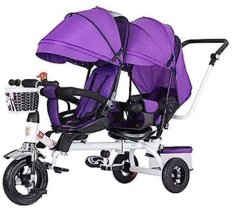 Double Stroller for Twins - Lightweight Portable Tandem Tricycle with Canopy, Carbon Steel Frame for Durability and Comfort
