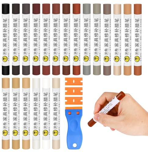 Möbelreparatur Wachsmalstifte, 20 Farben Laminat Reparaturset, Hartwachs Reparaturset, Parkett Reparaturset, Holz Reparaturset zum Auffüllen und Reparieren von Kratzern Löchern auf Möbeln