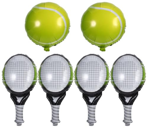 iplusmile Tennisball Und Tennisschläger Folienballons Set – 6 Stück Aluminium Luftballons Für Tennis Party Dekoration Und Sport-Themen Feier 25 Zoll Wiederverwendbar Und Einfach Aufhängbar
