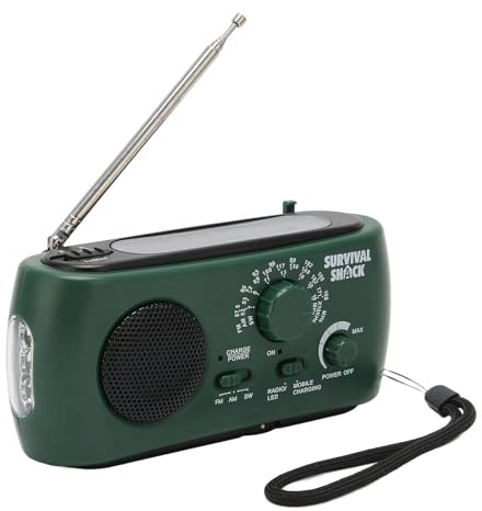 Ejoyous Kurbelradio mit Solar und LED Taschenlampe, Notfallradio Tragbares Radio mit Handkurbel AM/FM/SW, Solar-Handkurbel, Wetterradio